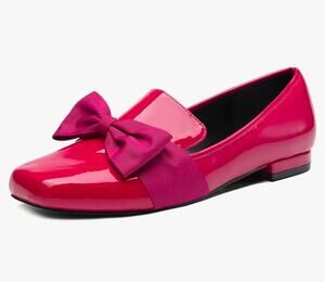 NEWBELLA Women Square Toe Flat Loafers sz 10 wide bright pink new SH28